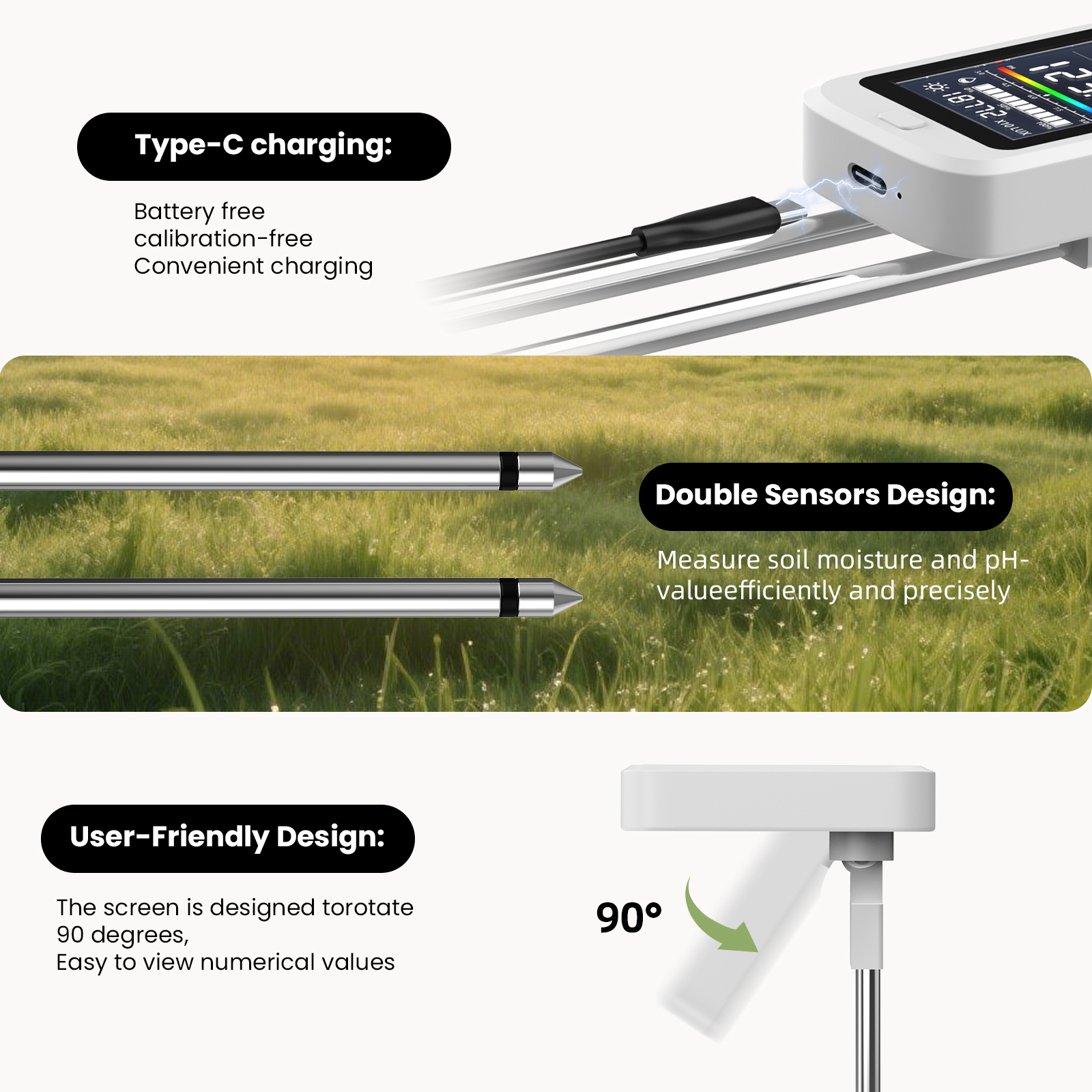 6-in-1 Soil Moisture Meter, Hy - Ph Meter recensione e prezzo